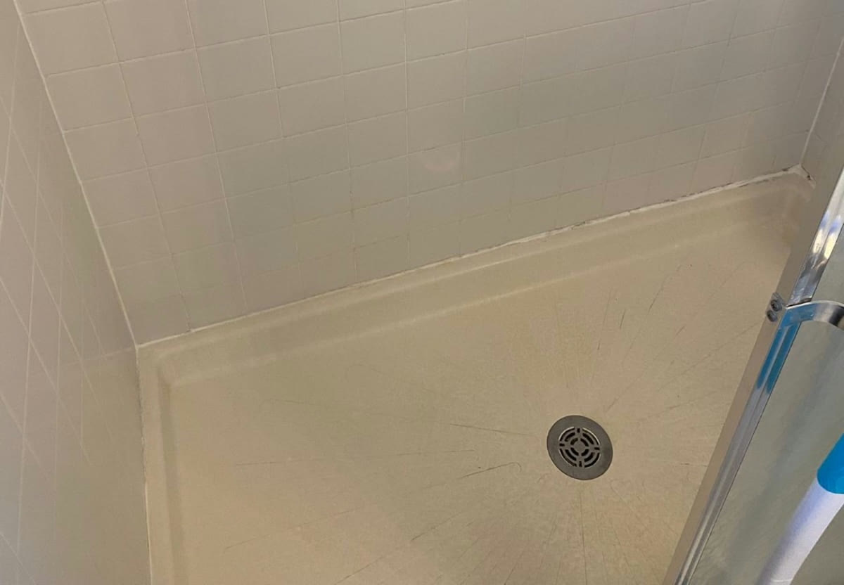 Shower floor after a deep clean