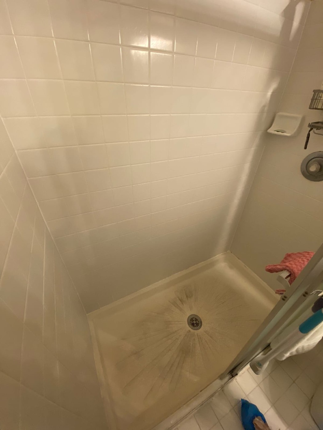Shower stall, cleaned corner to corner